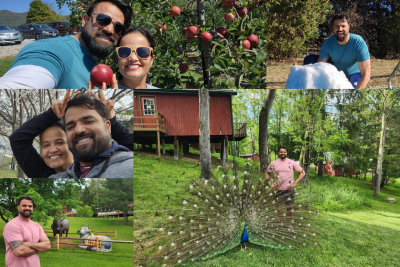 A collage of photos of Kush Kumar Yadav and his partner, Menuka Bhandari