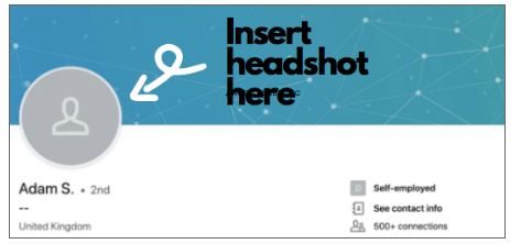 Location of headshot on a LinkedIn profile page. Image via linkedintraining.co.uk
