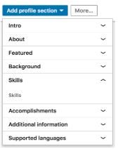 Complete any of these supplementary sections to add depth to your profile, Image via LinkedIn.com